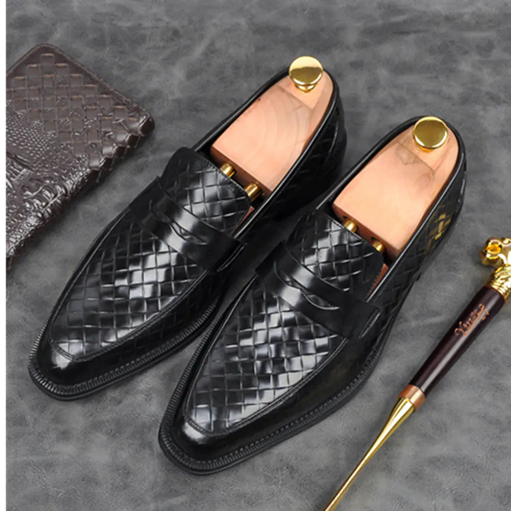 Aofu Men's Leather Shoes - Retro Handmade Business Style