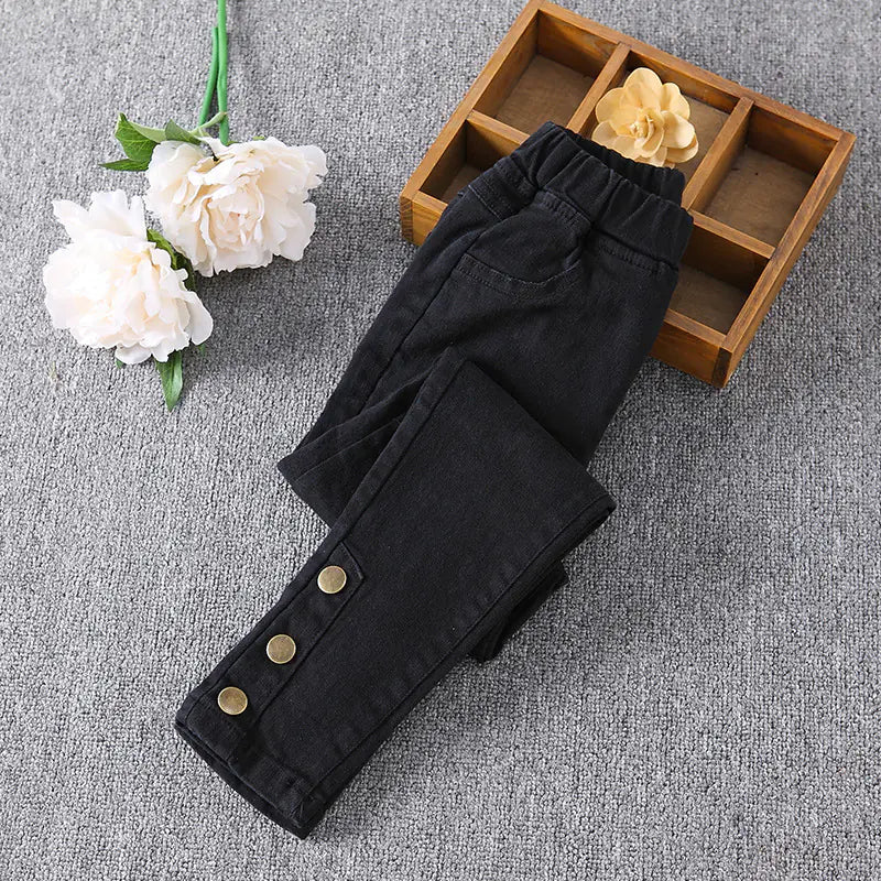 Girls' Plus Fleece Jeans for Bottoming and Wearing