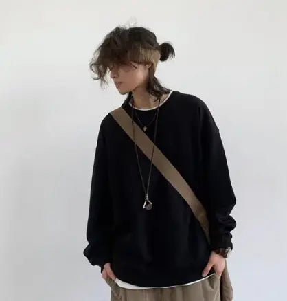 Versatile Academy Style Solid Color Loose Top