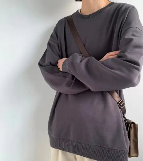 Versatile Academy Style Solid Color Loose Top