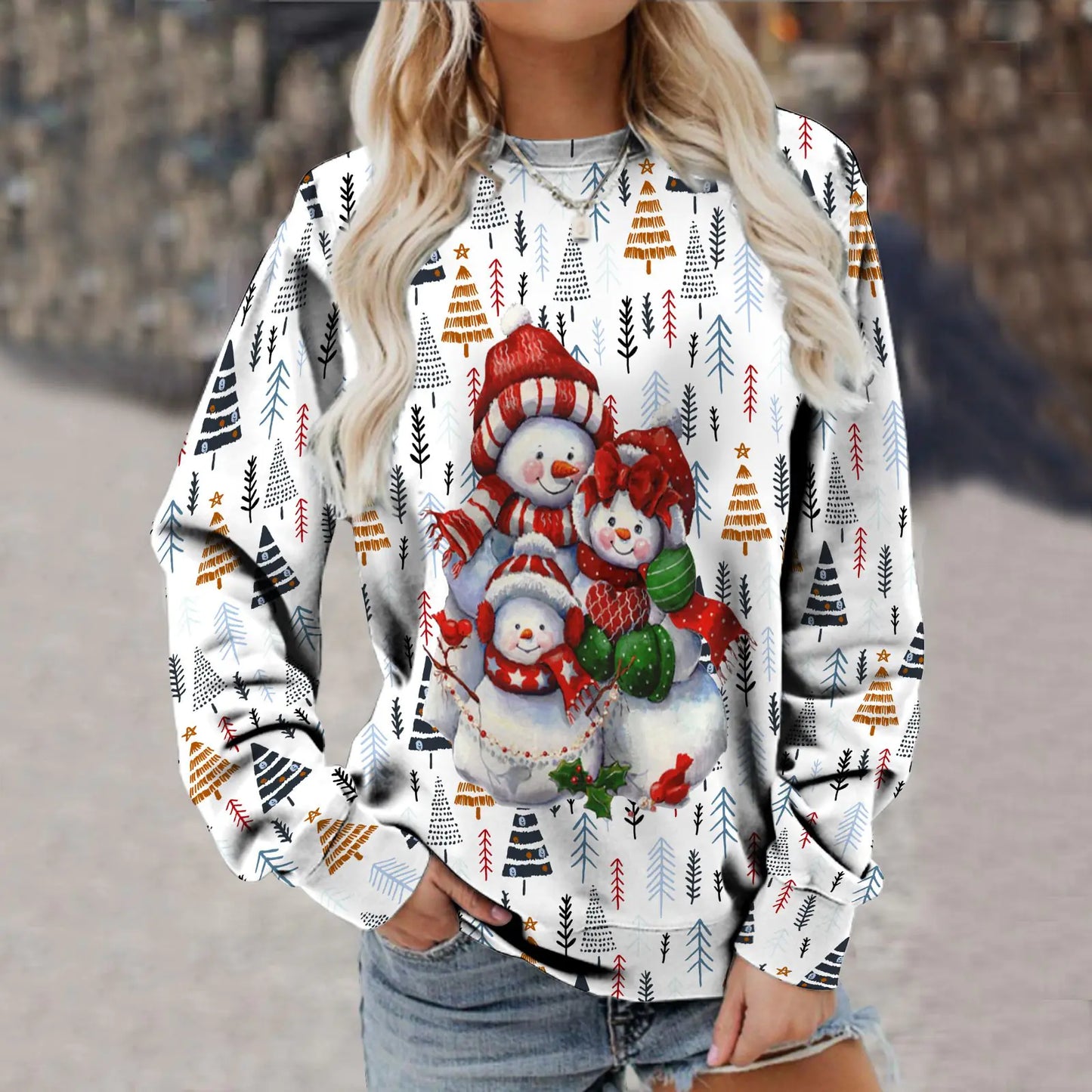 Women's Printed Long Sleeve Fashion Sweater