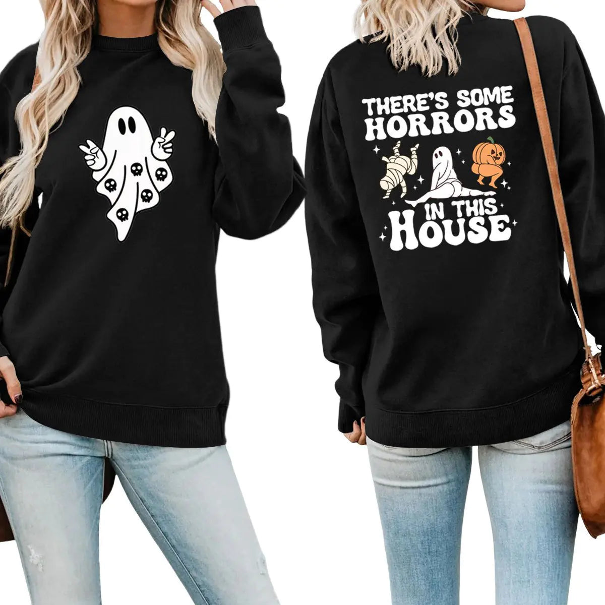 Women's Casual Printed Pullover Long Sleeve Sweater