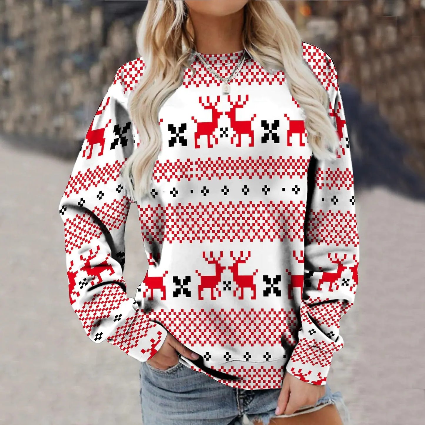 Women's Printed Long Sleeve Fashion Sweater