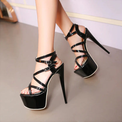 Strappy High Heels with Stiletto Design