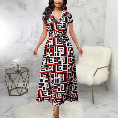 Women's Large Swing Dress with Print Design