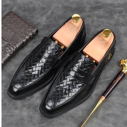 Aofu Men's Leather Shoes - Retro Handmade Business Style