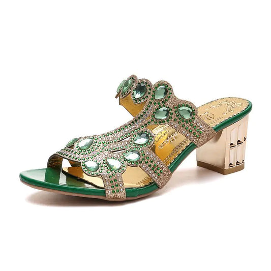 2022 Summer New Rhinestone Women’s Heels Sandals