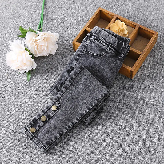 Girls' Plus Fleece Jeans for Bottoming and Wearing