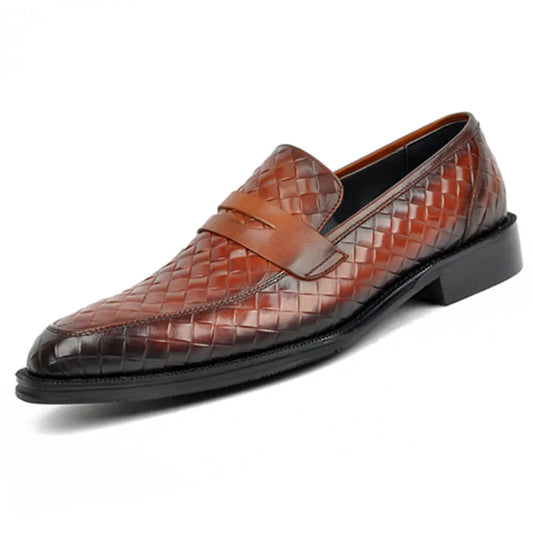 Aofu Men's Leather Shoes - Retro Handmade Business Style