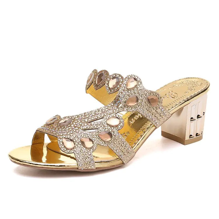 2022 Summer New Rhinestone Women’s Heels Sandals