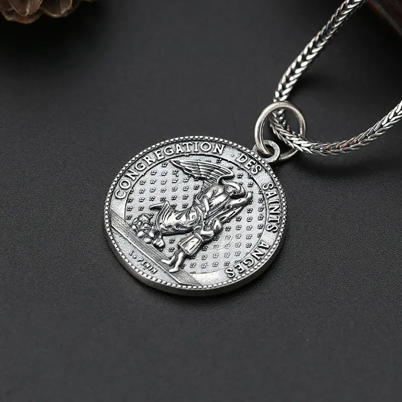 S925 Silver Fashion Pendant - Archangel Michael Medallion