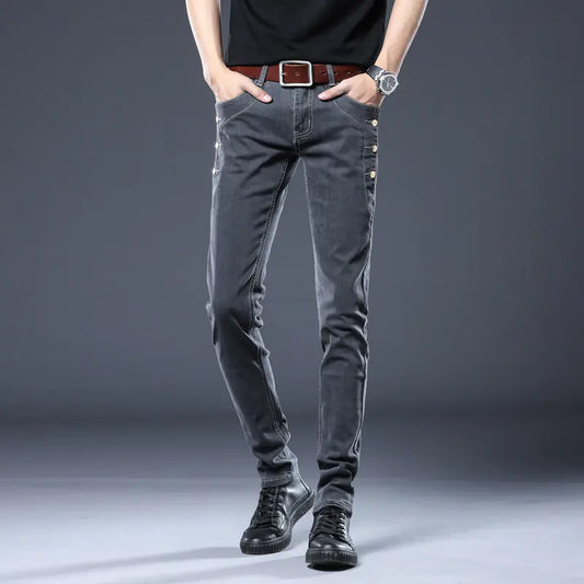 Trendy Straight Trousers for Young Men with Pockets