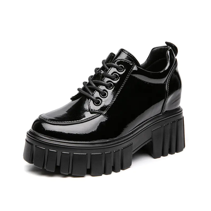 Thick-Soled Women's Leather College Shoes in British Style