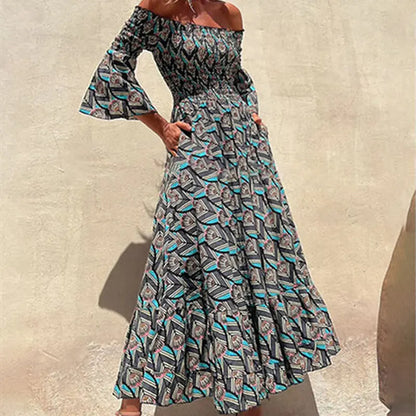 Off-Shoulder Women's Fashion Waist Dress