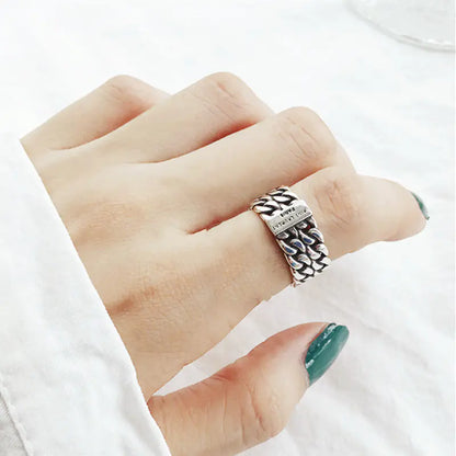 Vintage Wide Face Ring with English Letters