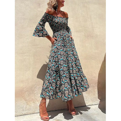 Off-Shoulder Women's Fashion Waist Dress