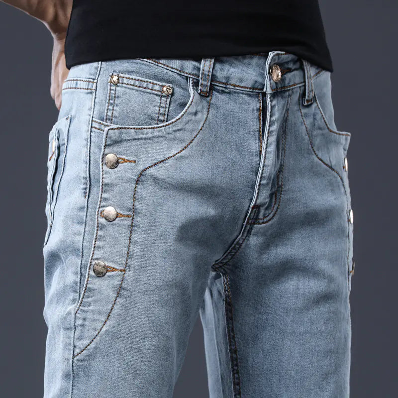 Trendy Straight Trousers for Young Men with Pockets