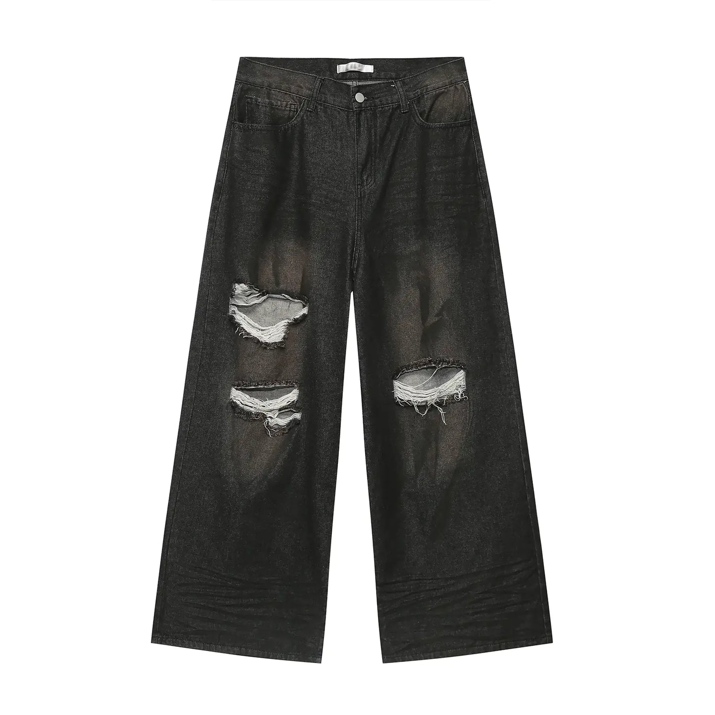 High Street Retro Loose Ripped Straight Jeans