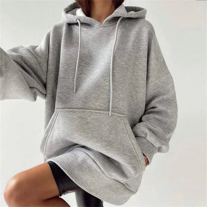 Versatile Solid Color Fleece Pullover Hoodie Sweater