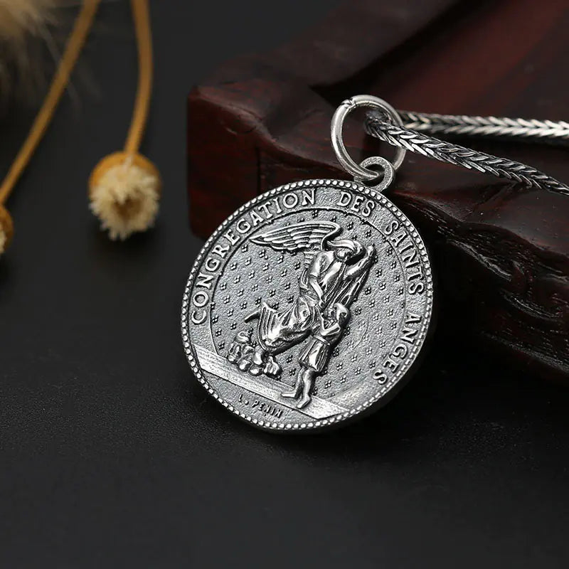 S925 Silver Fashion Pendant - Archangel Michael Medallion