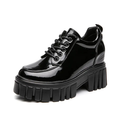 Thick-Soled Women's Leather College Shoes in British Style